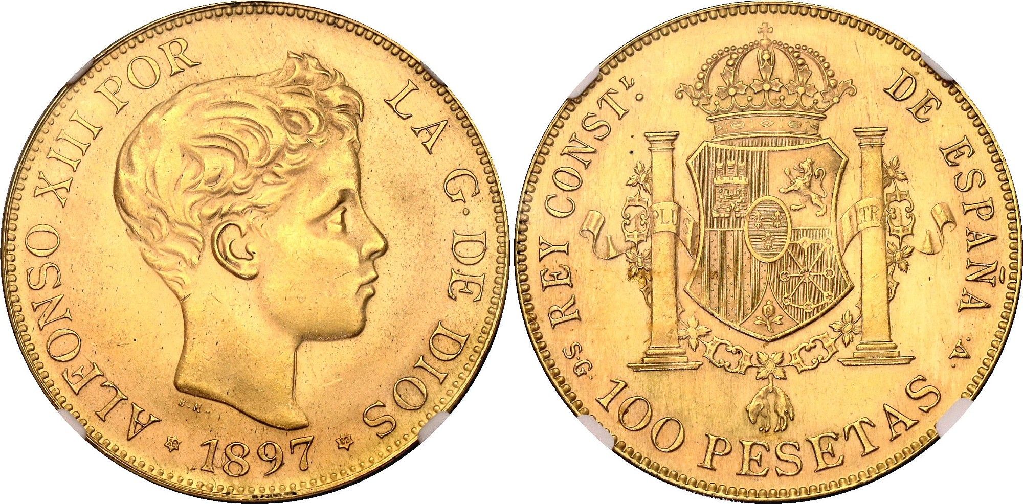 100 Χρυσές Πεσέτες  Alfonso XIII 3ο Πορτρέτο