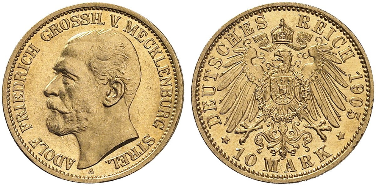 10 Χρυσά Μάρκα Adolph Friedrich V 1905