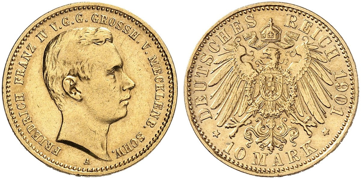 10 Χρυσά Μάρκα Friedrich Franz IV 1901