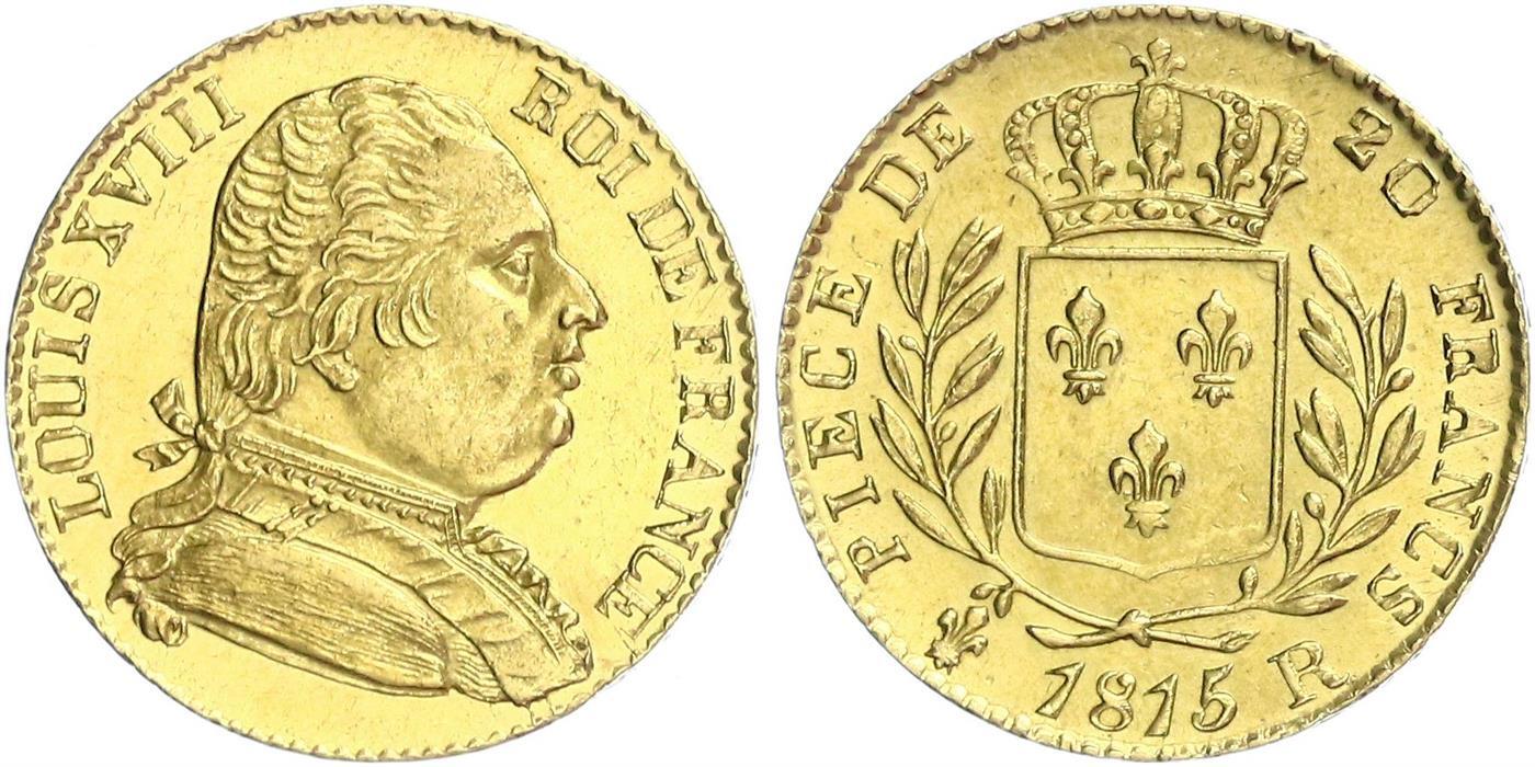 20 Χρυσά Φράγκα Louis XVIII Dressed bust