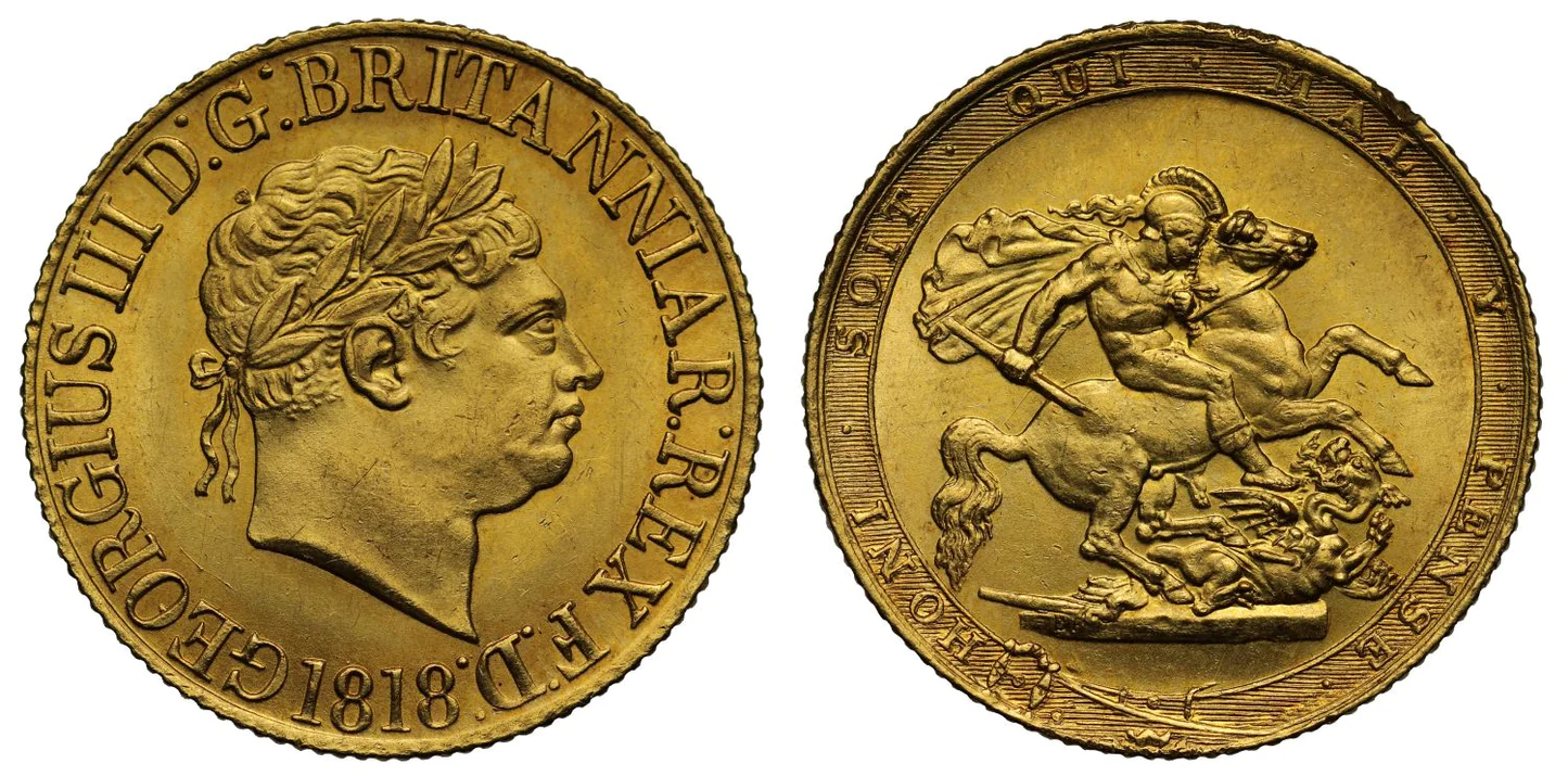 Χρυσή Λίρα Αγγλίας Γεώργιος III 1818 L