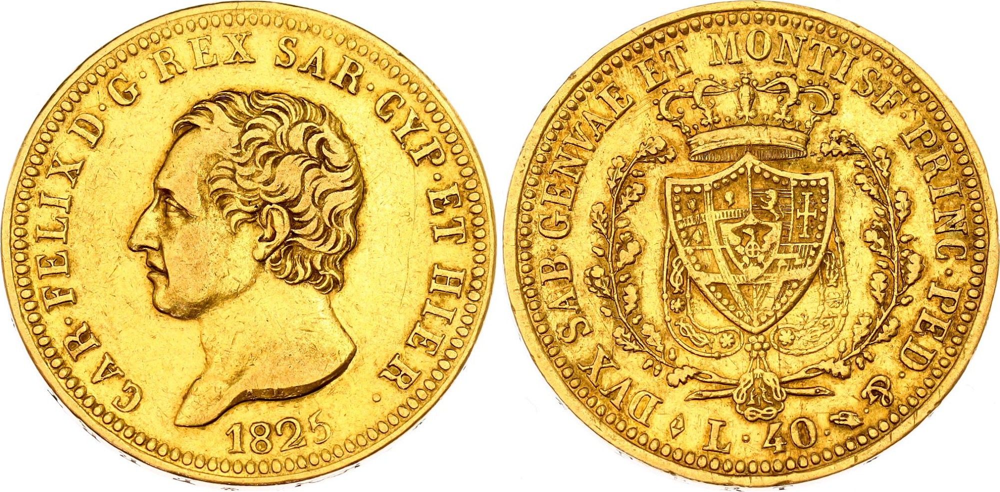40 Gold Lire Carlo Felice