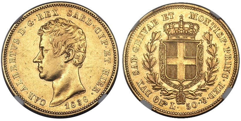 50 Gold Lire Carlo Alberto