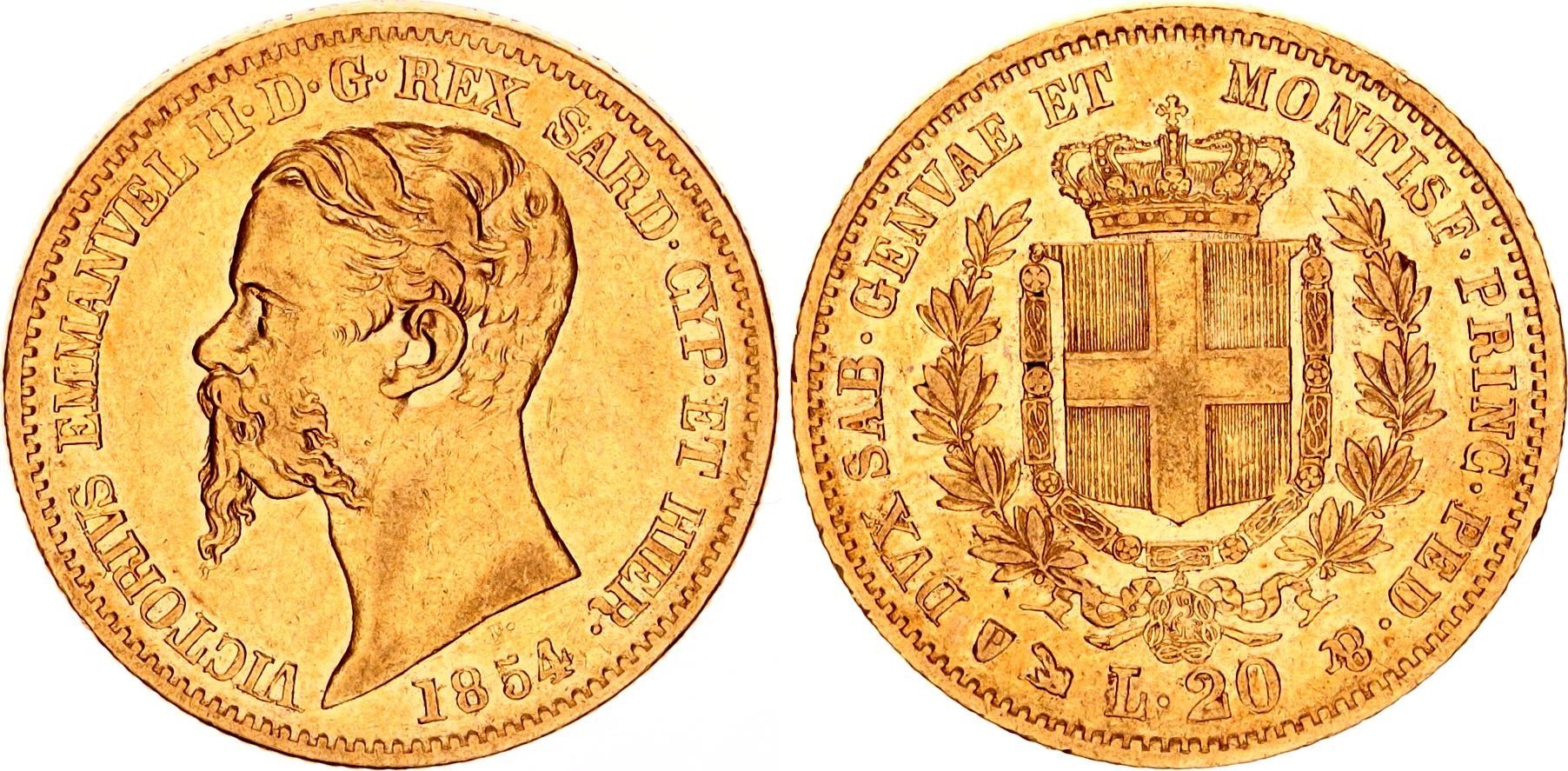 20 Gold Lire Vittorio Emmanuel II
