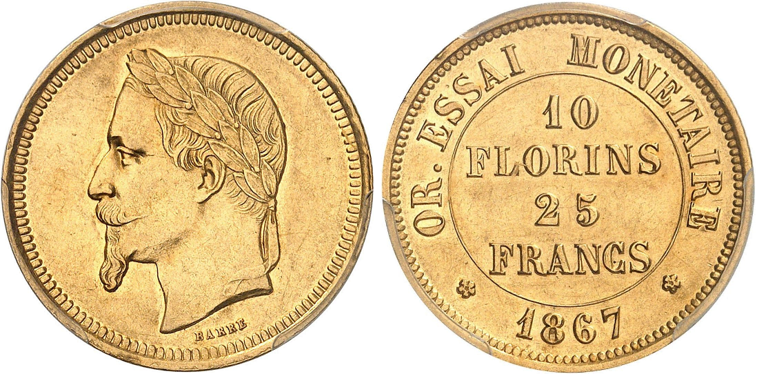 10 Gold Florins / 25 Gold Francs Napoleon III