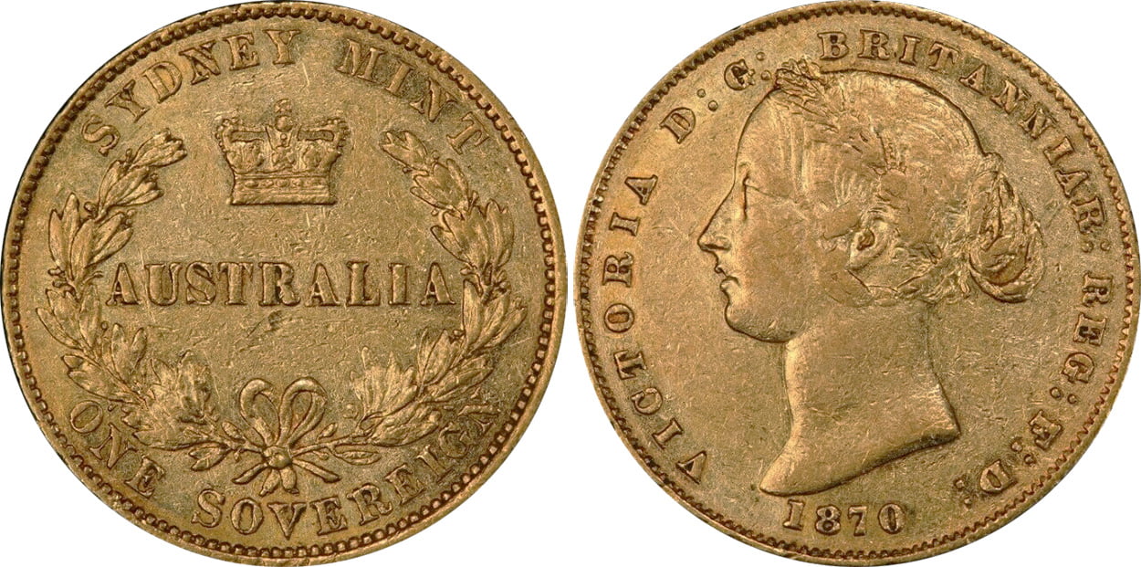 Χρυσή Λίρα Αγγλίας Βικτώρια 1870 S
