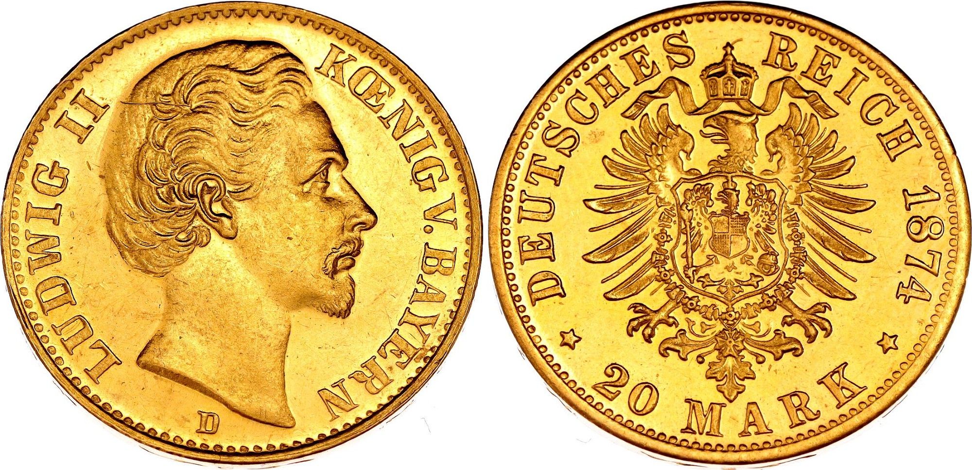 20 Χρυσά Μάρκα Ludwig II 1874-1878