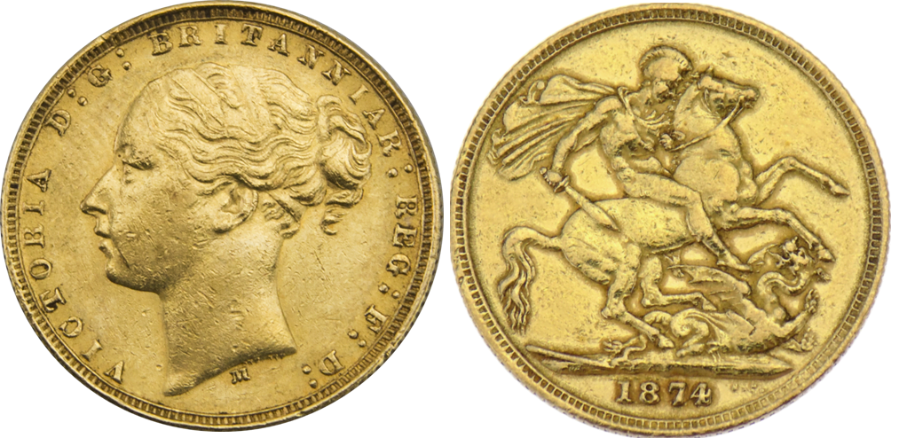 Gold Sovereing Victoria 1874 M