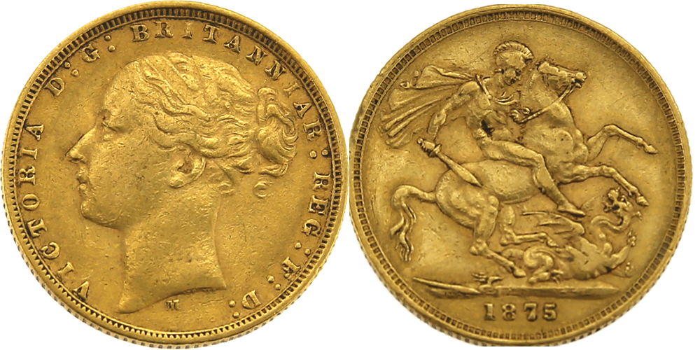 Χρυσή Λίρα Αγγλίας Βικτώρια 1875 M