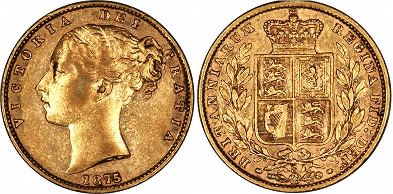 Χρυσή Λίρα Αγγλίας Βικτώρια 1875 S