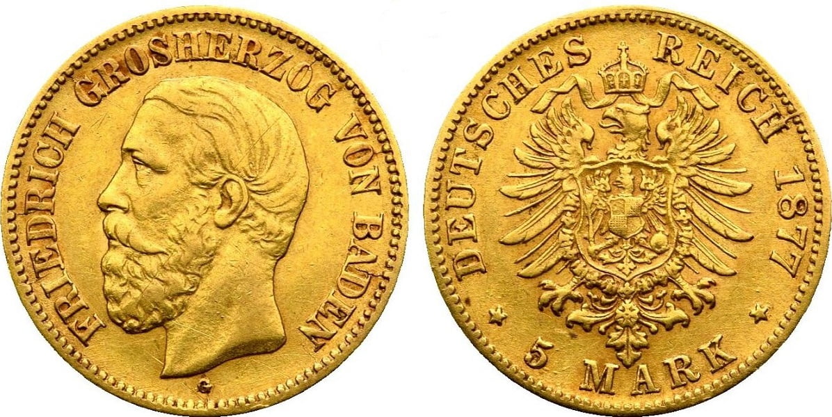 5 Χρυσά Μάρκα Friedrich I 1877