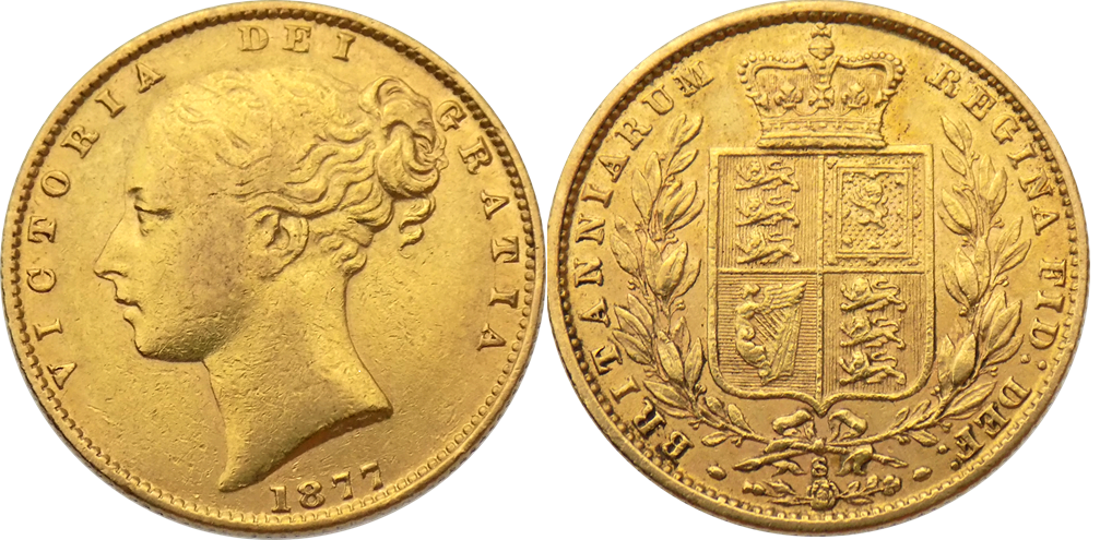 Χρυσή Λίρα Αγγλίας Βικτώρια 1877 S
