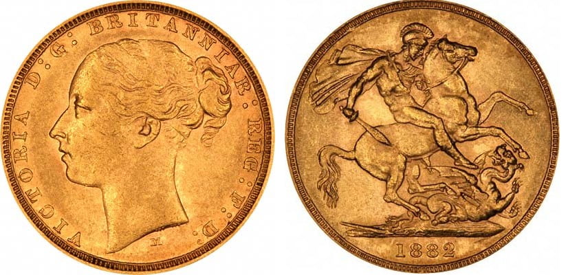 Χρυσή Λίρα Αγγλίας Βικτώρια 1882 M