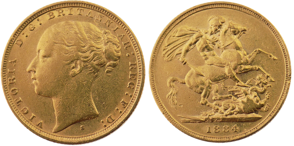 Χρυσή Λίρα Αγγλίας Βικτώρια 1884 S