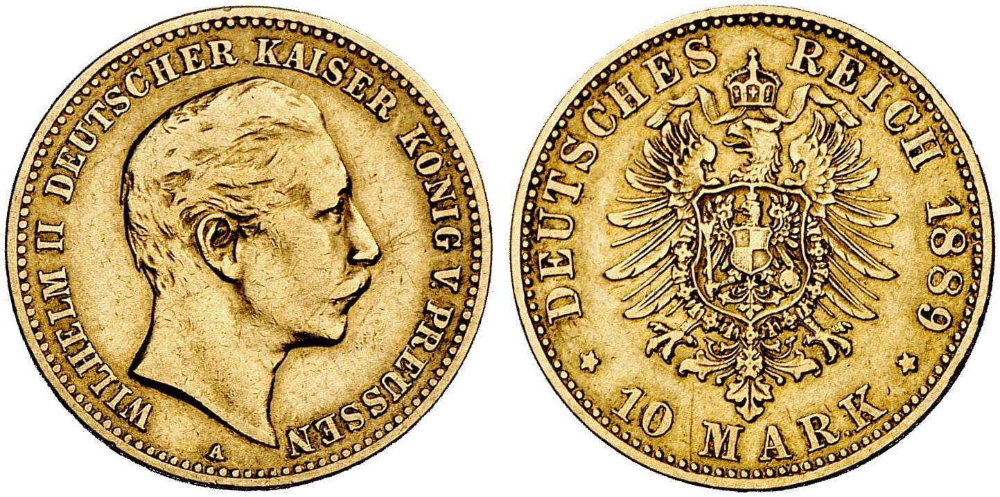 10 Χρυσά Μάρκα Wilhelm II 1889