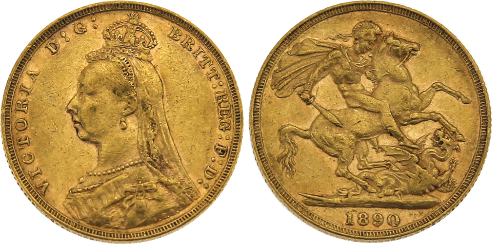 Χρυσή Λίρα Αγγλίας Βικτώρια 1890 L