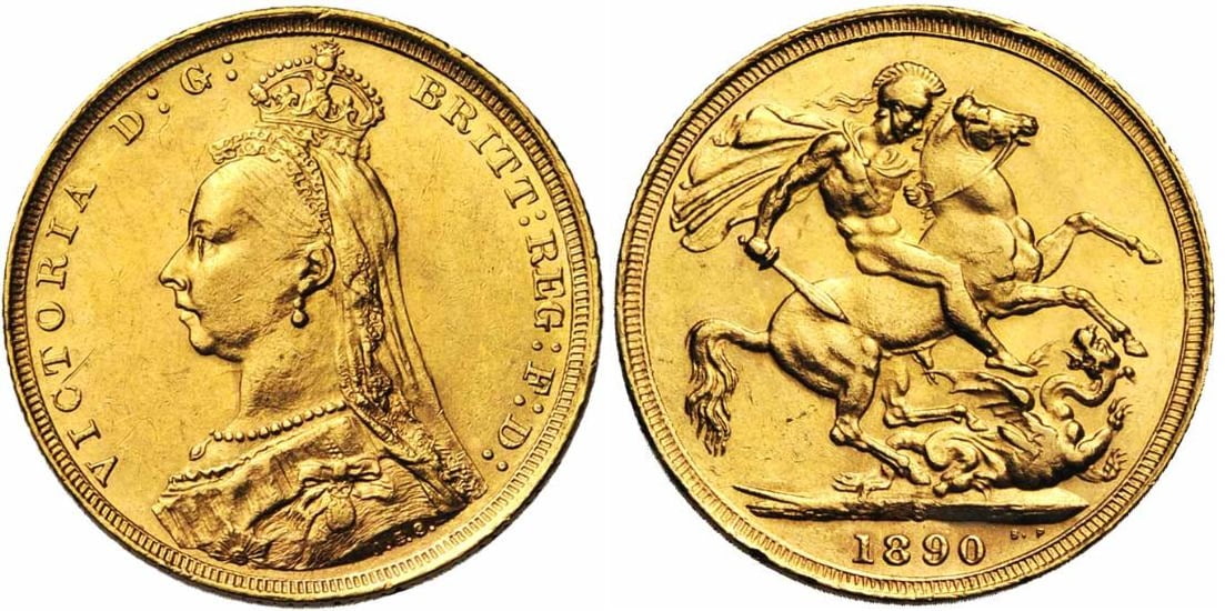 Χρυσή Λίρα Αγγλίας Βικτώρια 1890 S
