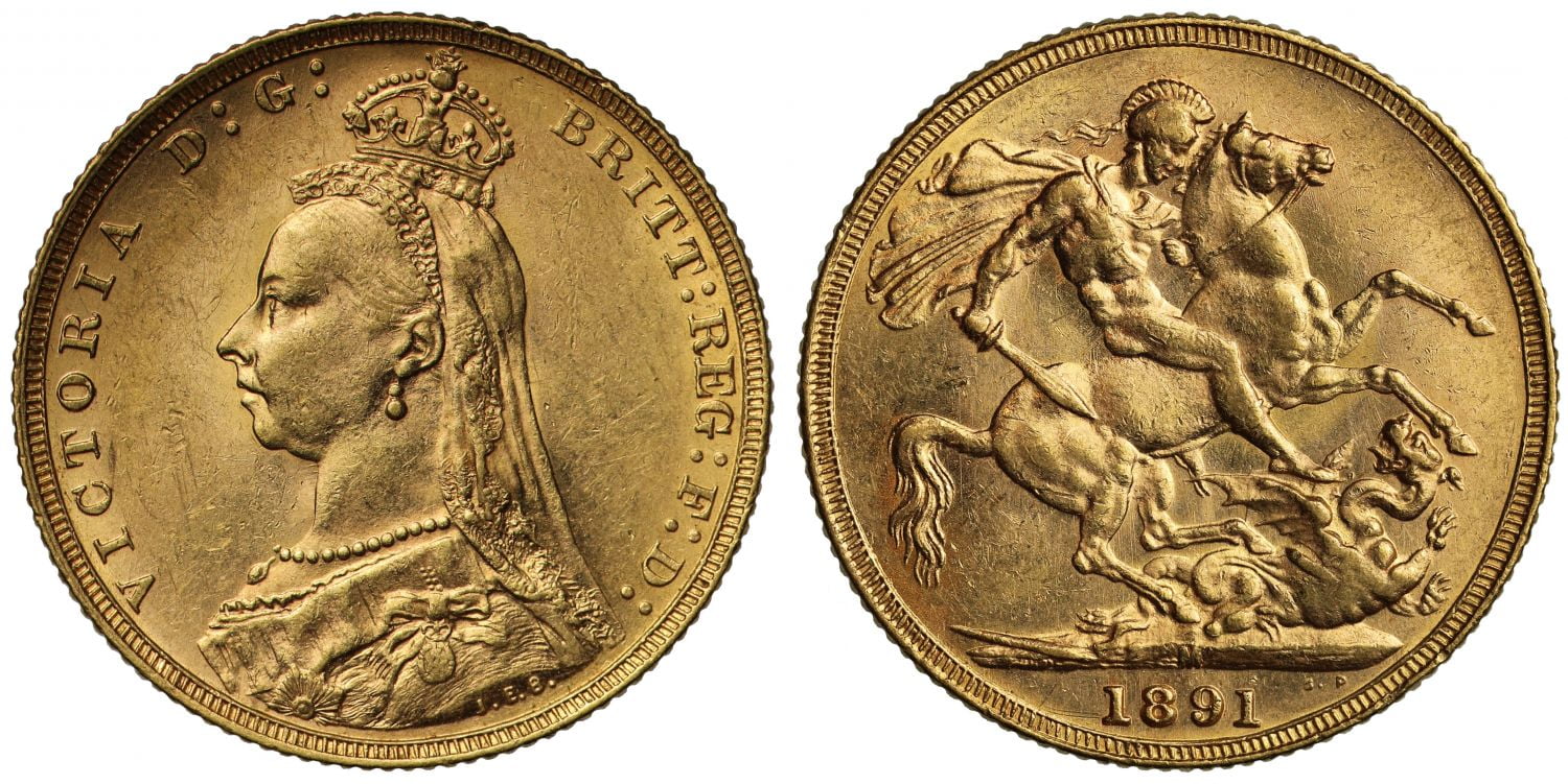 Χρυσή Λίρα Αγγλίας Βικτώρια 1891 M