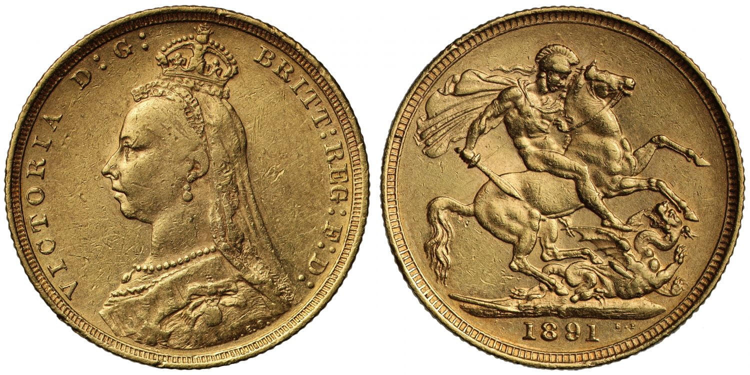 Χρυσή Λίρα Αγγλίας Βικτώρια 1891 S