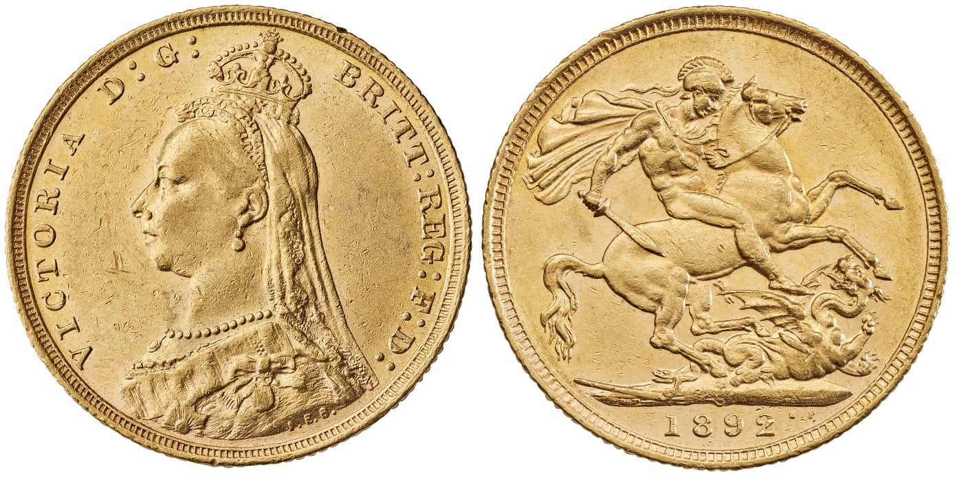 Χρυσή Λίρα Αγγλίας Βικτώρια 1892 S