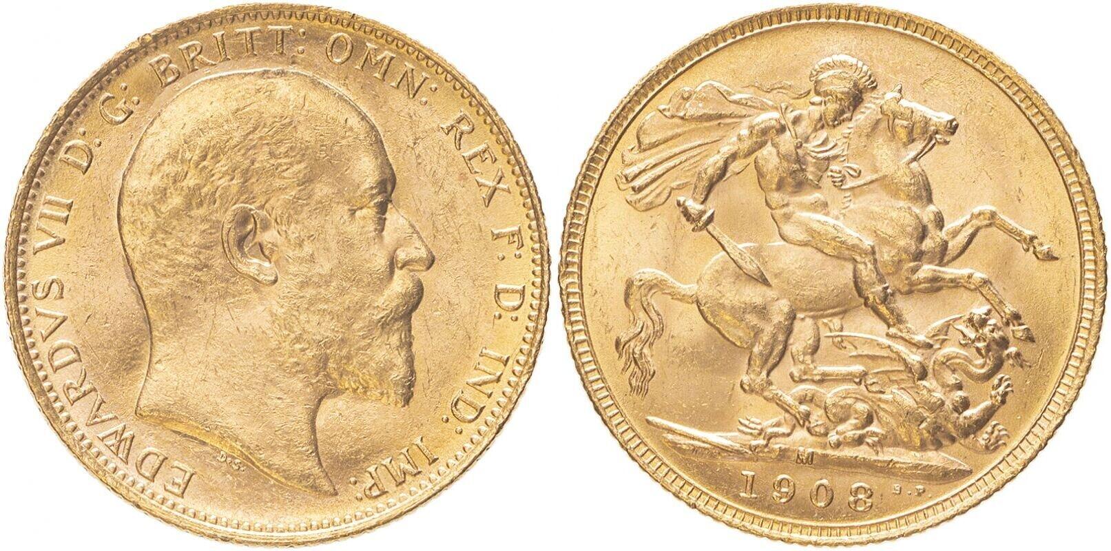 Χρυσή Λίρα Αγγλίας Εδουάρδος 1908 M