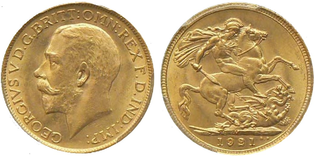 Χρυσή Λίρα Αγγλίας Γεώργιος 1921 M