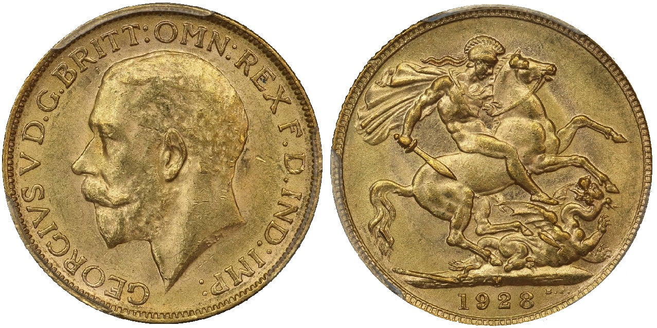 Χρυσή Λίρα Αγγλίας Γεώργιος 1928 M