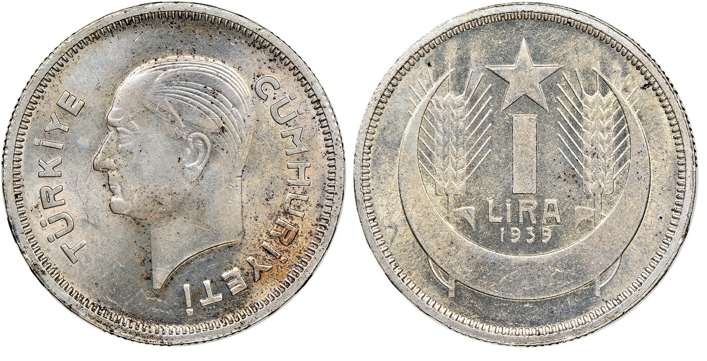 1 Silver Pound Turkey (1937-1939)