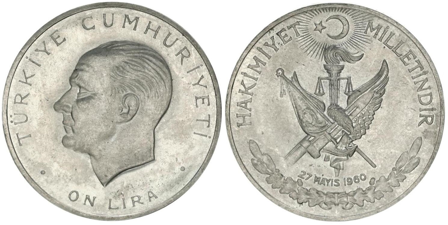 10 Silver Pound Turkey (27 May 1960 Revolution)