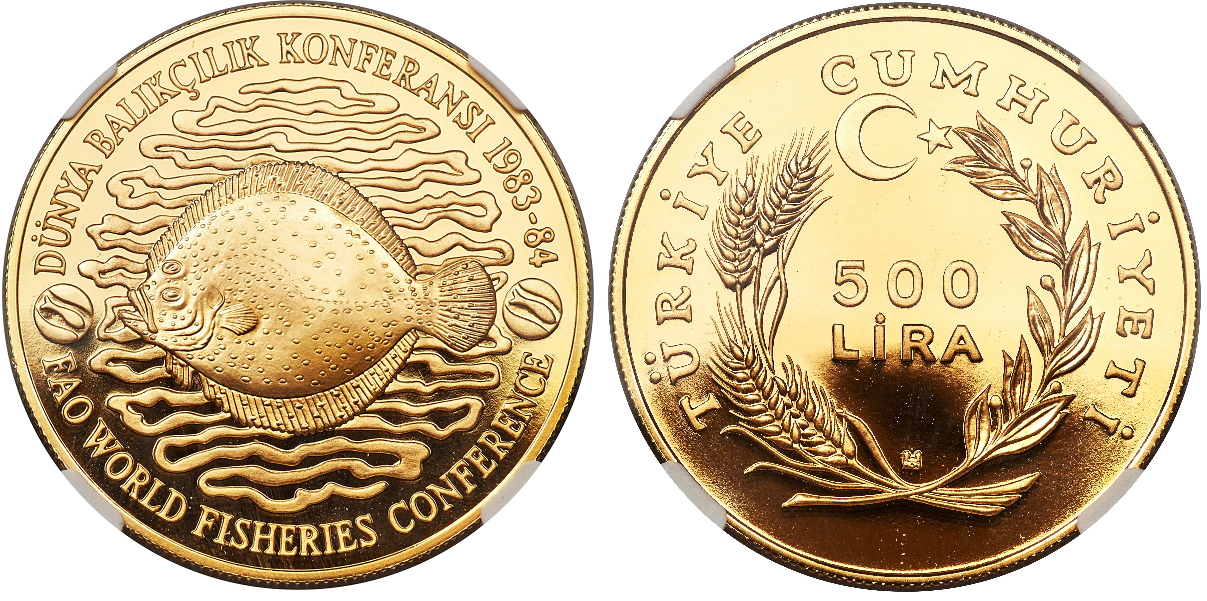 500 Gold Pound Turkish (FAO World Fisheries Conference)