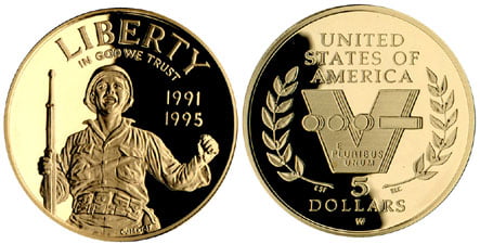 5 Χρυσά Δολάρια “50th Anniversary Of World War II”