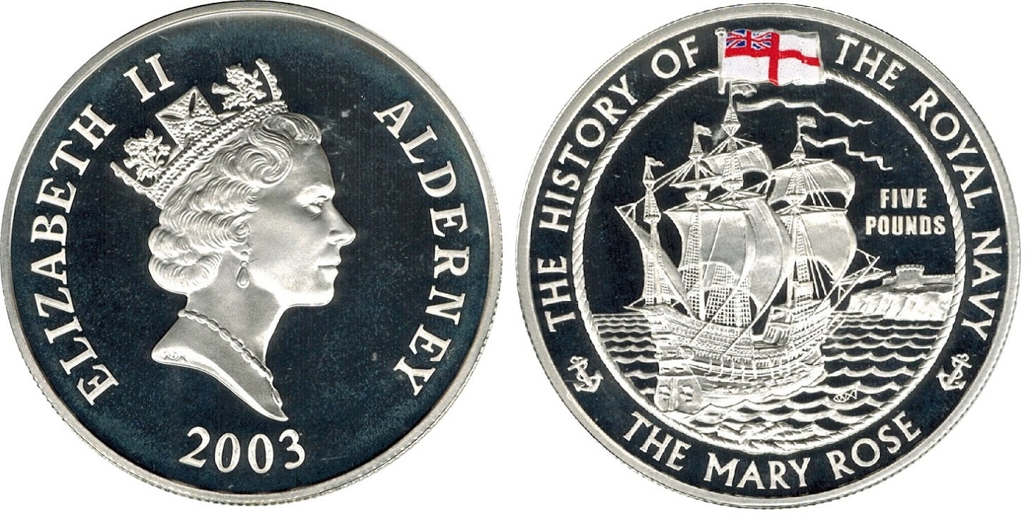 5 Silver Pounds Elizabeth II-The Mary Rose