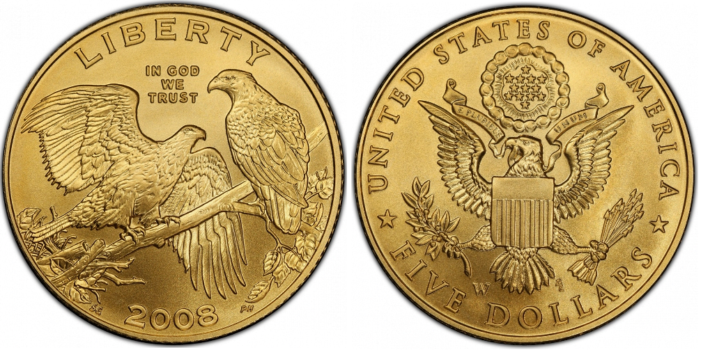 5 Χρυσά Δολάρια “Bald Eagle Recovery and National Emblem”
