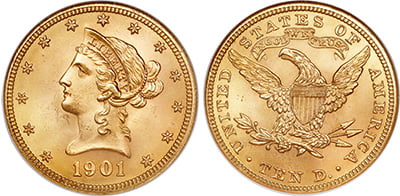 10 Χρυσά Δολάρια/10 Gold Dollars –Coronet Head-Eagle