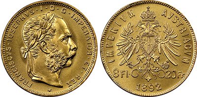 8 Χρυσά Φιορίνια / 20 Χρυσά Φράγκα Franz Joseph I