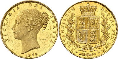 Χρυσή Λίρα Αγγλίας Βικτώρια 1o πορτρέτο – Gold Sovereign Victoria 1st portrait