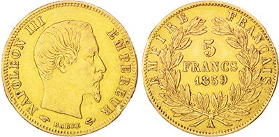 5 Χρυσά Φράγκα Ναπολέων ΙΙΙ
