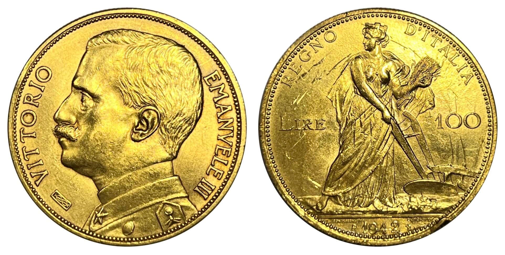 100 Gold Lire Vittorio Emanuele III