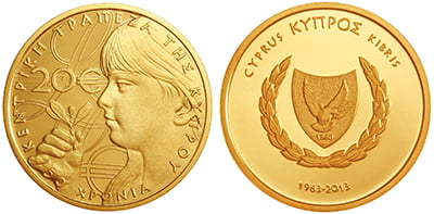 20 Χρυσά Ευρώ 50η Επέτειος της Κέντρικης Τράπεζας της Κύπρου