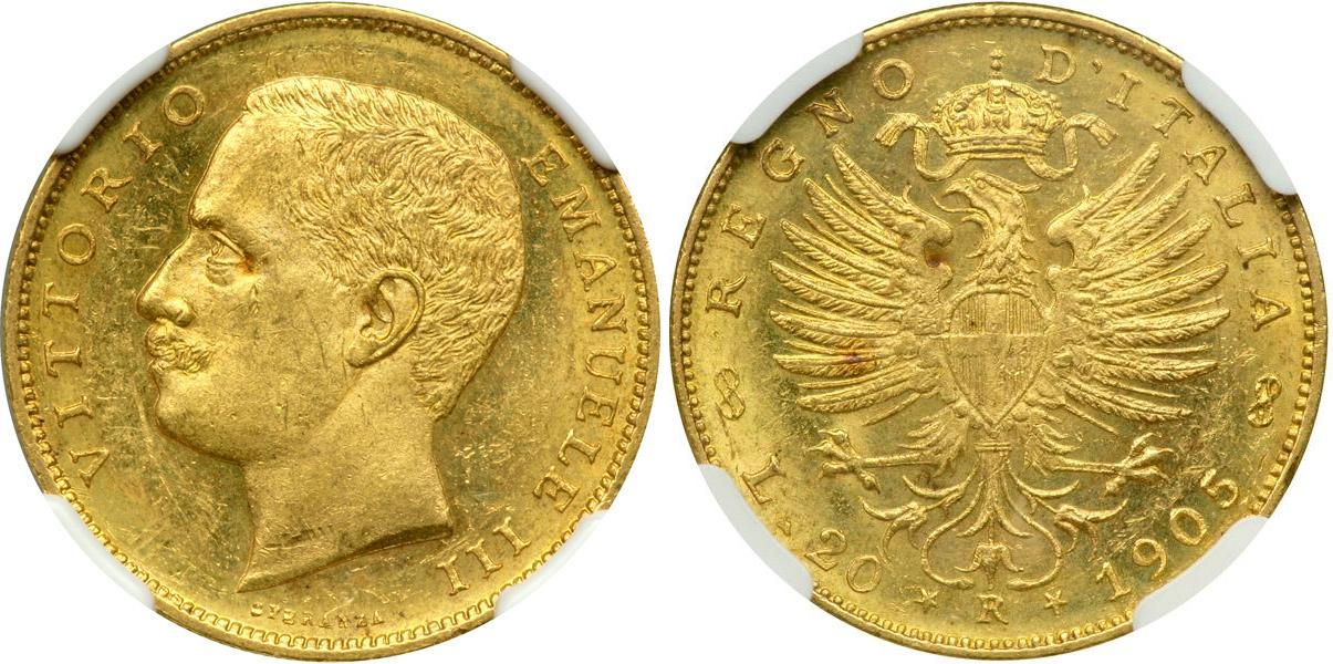 20 Gold Lire Vittorio Emanuele III