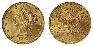 5 Gold Dollars –Coronet Head-Eagle