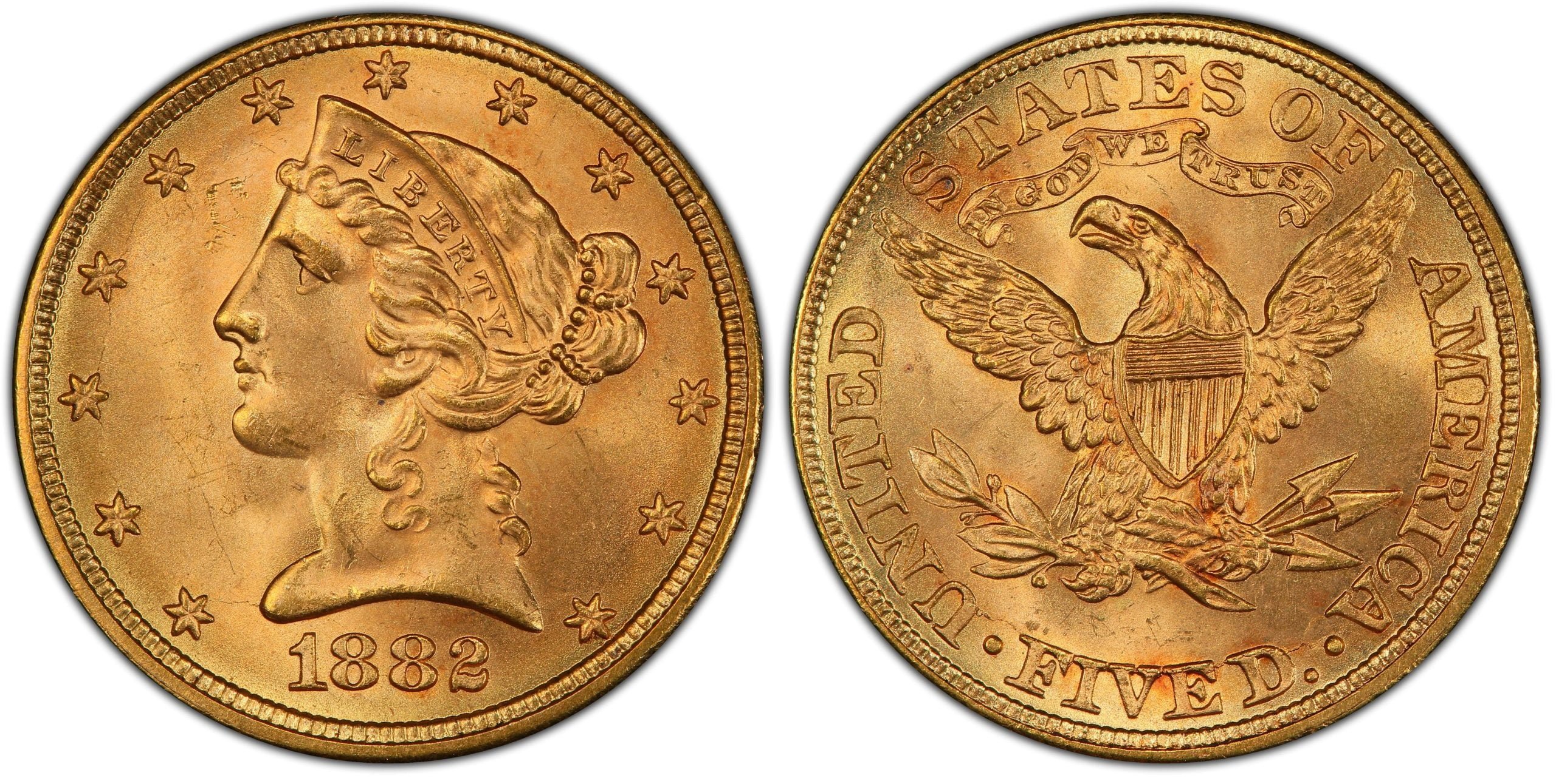 5 Gold Dollars ''Coronet Head-Eagle''