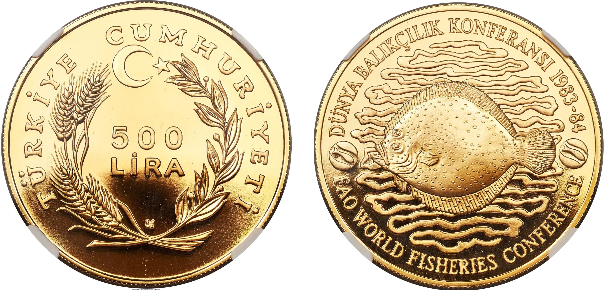 500 Gold Lira (FAO World Fisheries Conference)