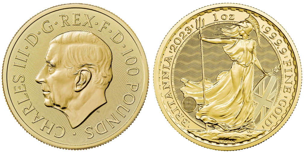 100 Χρυσά Pounds Αγγλίας Κάρολος III 1 oz Fine Gold