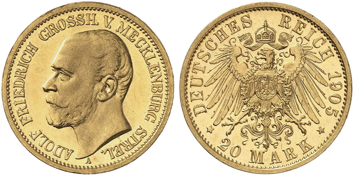 20 Χρυσά Μάρκα Adolph Friedrich V 1905