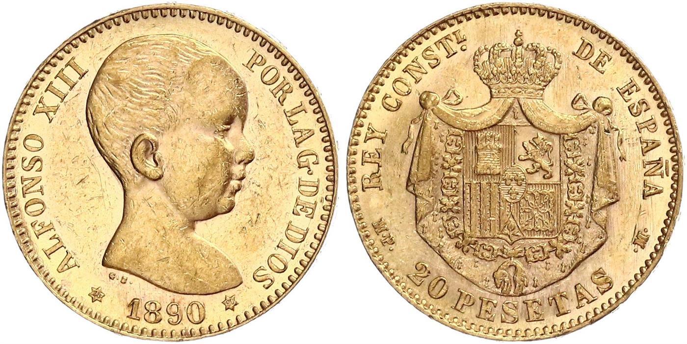 20 Χρυσές Πεσέτες  Alfonso XIII 1ο Πορτρέτο