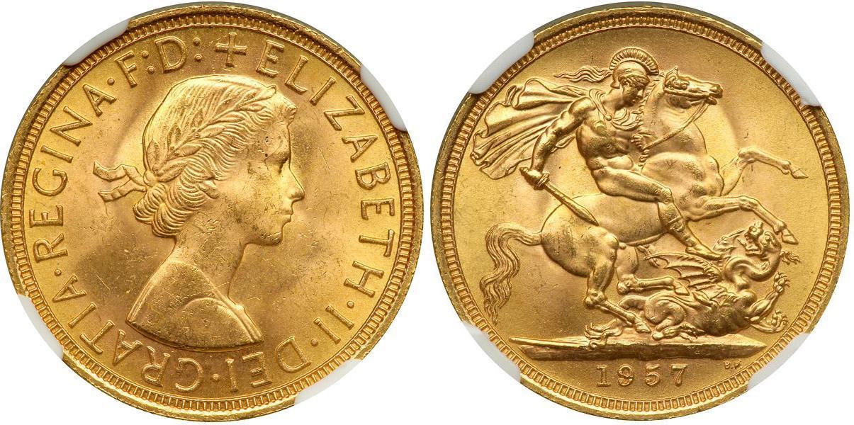 Χρυσή Λίρα Αγγλίας Ελισάβετ II 1957