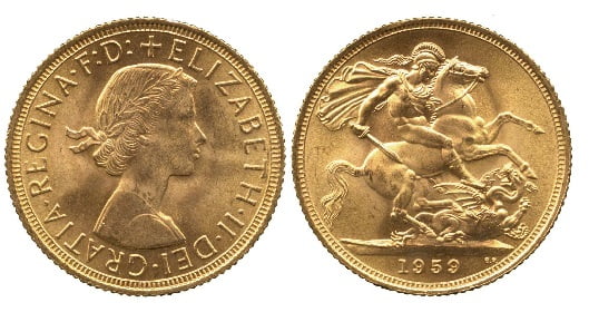 Χρυσή Λίρα Αγγλίας Ελισάβετ II 1959